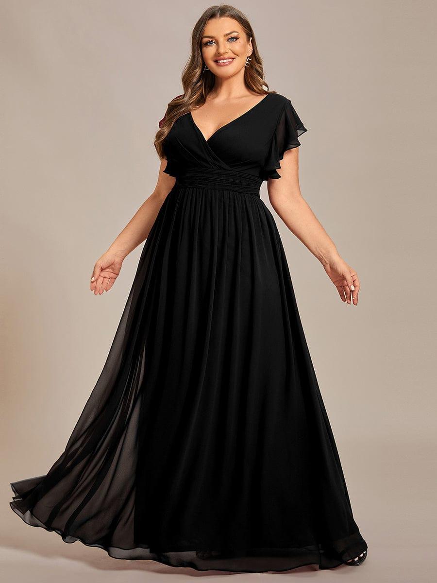Plus Size V-Neck Bridesmaid Dress with Cutout Back