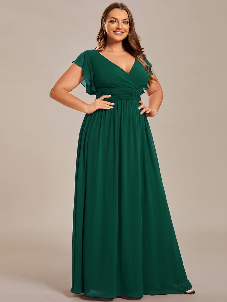 Plus Size V-Neck Bridesmaid Dress with Cutout Back