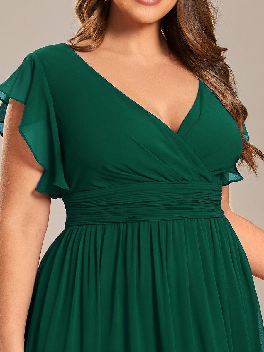 Plus Size V-Neck Bridesmaid Dress with Cutout Back