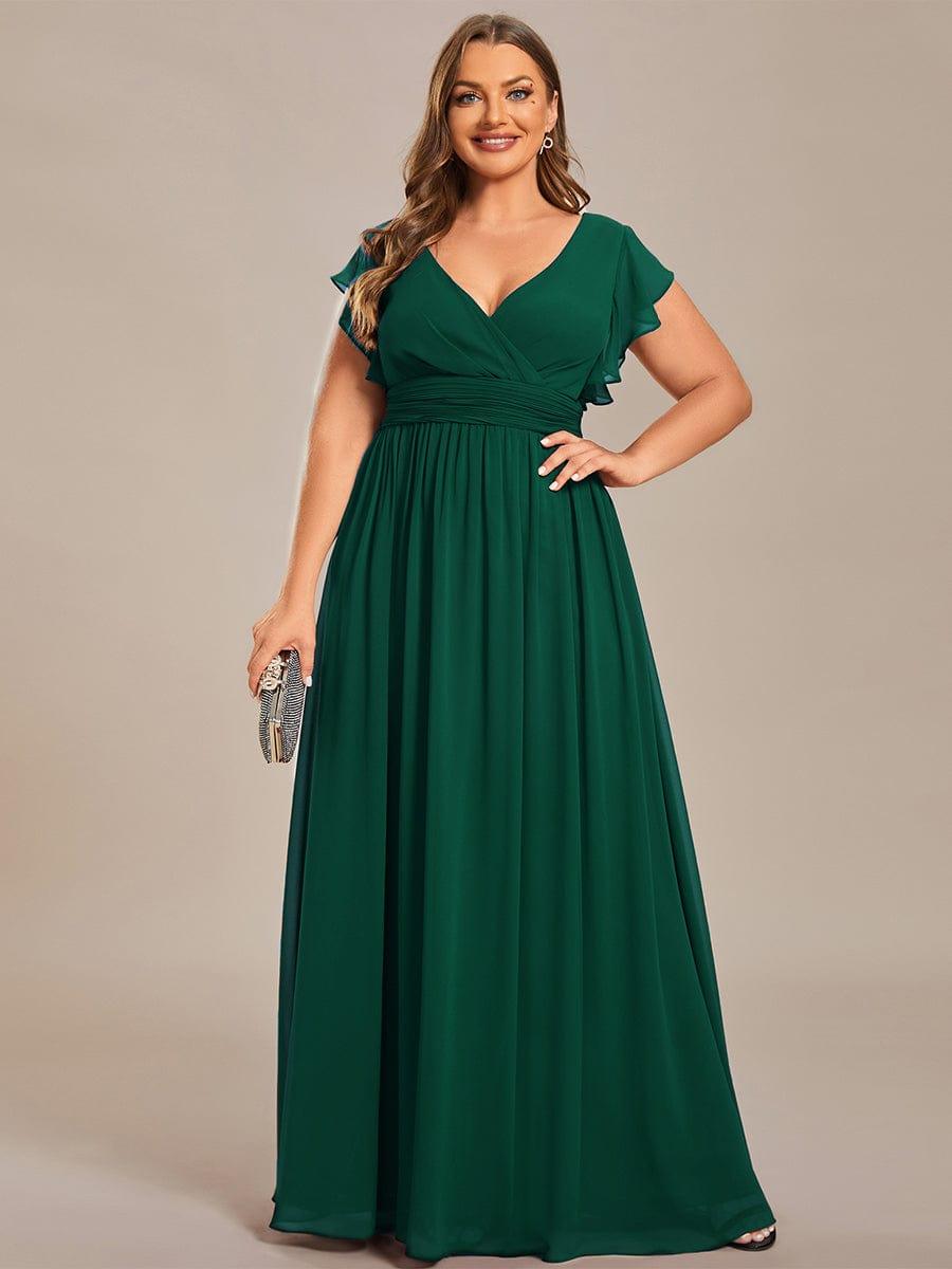 Plus Size V-Neck Bridesmaid Dress with Cutout Back