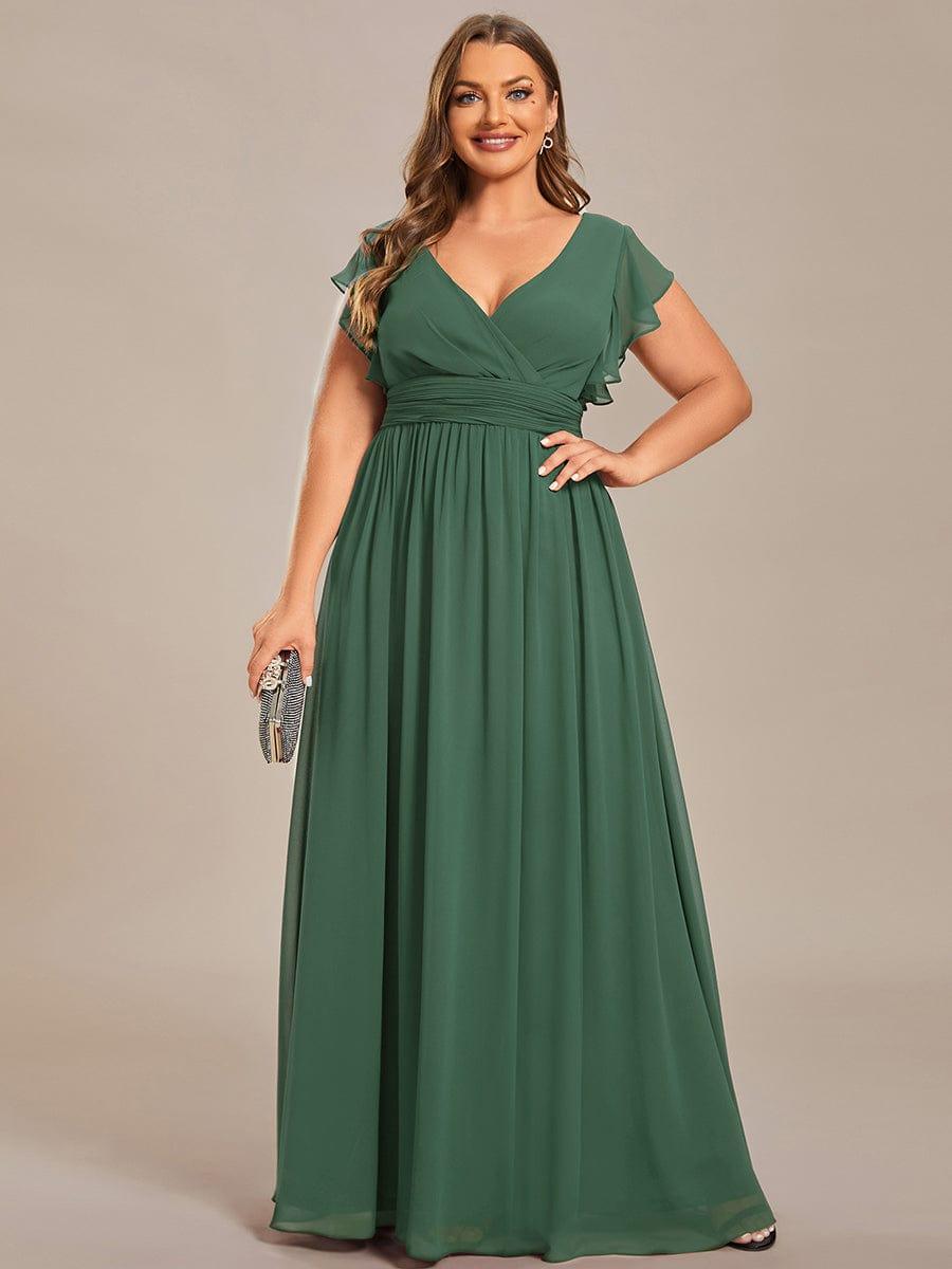 Plus Size V-Neck Bridesmaid Dress with Cutout Back