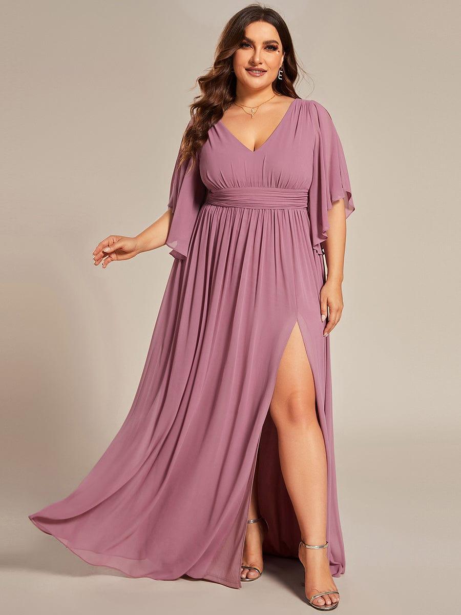 Elegant Pleated A-Line Chiffon Bridesmaid Dress with Slit