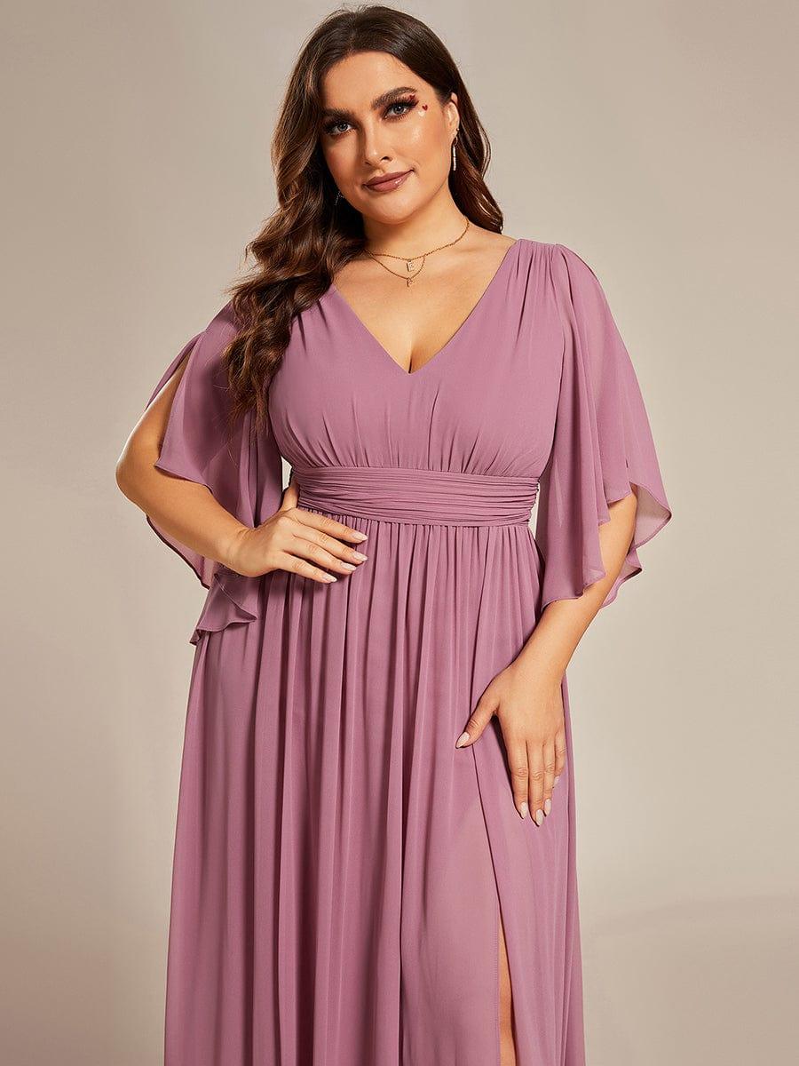 Elegant Pleated A-Line Chiffon Bridesmaid Dress with Slit