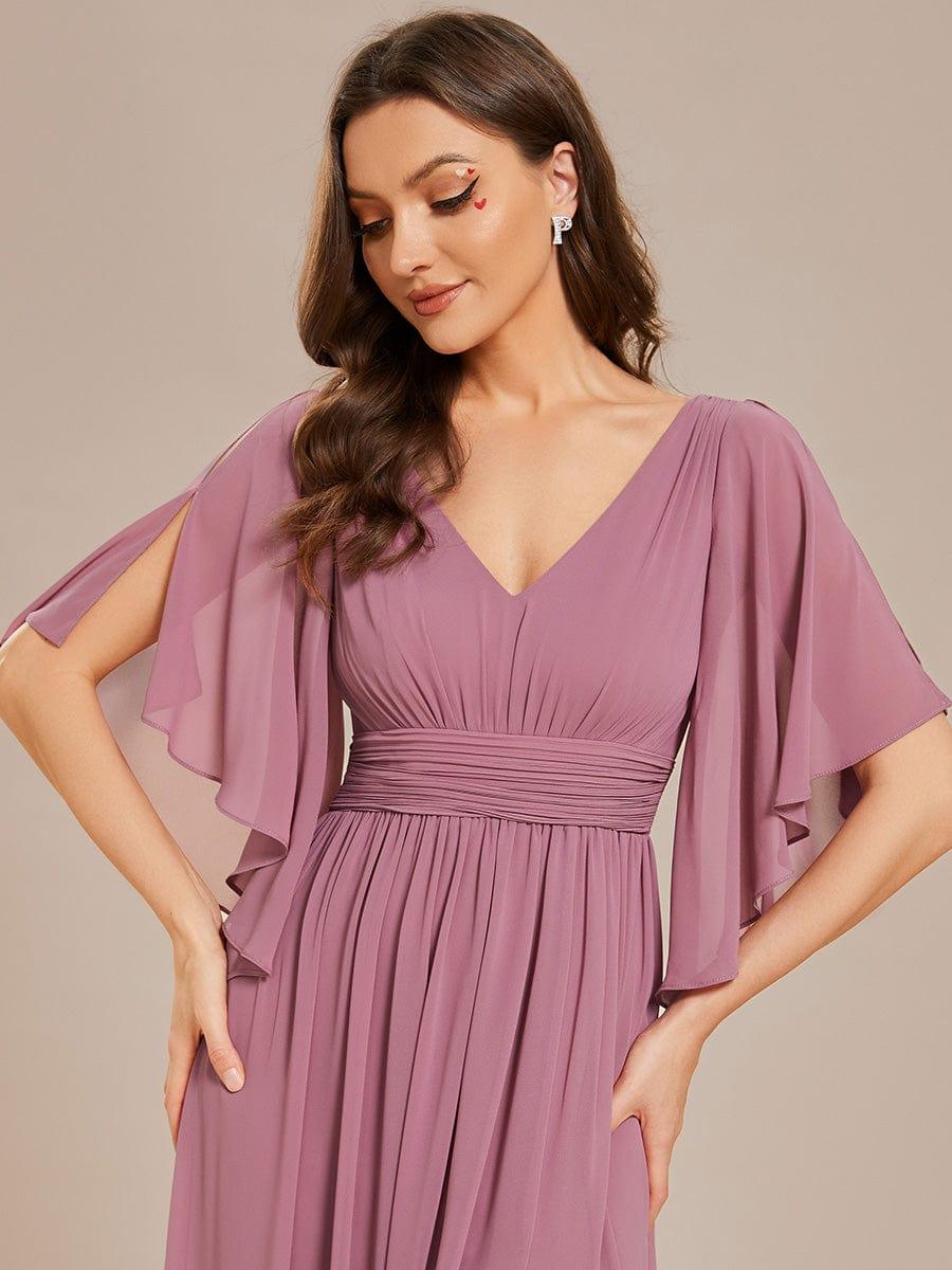 Elegant Pleated A-Line Chiffon Bridesmaid Dress with Slit