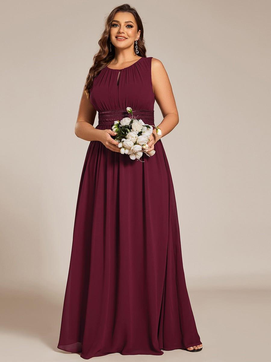 Plus Size Jewel Empire Waist Pleated A-Line Bridesmaid Dress