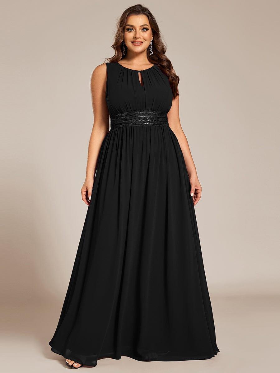 Classic Jewel Sleeveless Pleated Chiffon Bridesmaid Dress