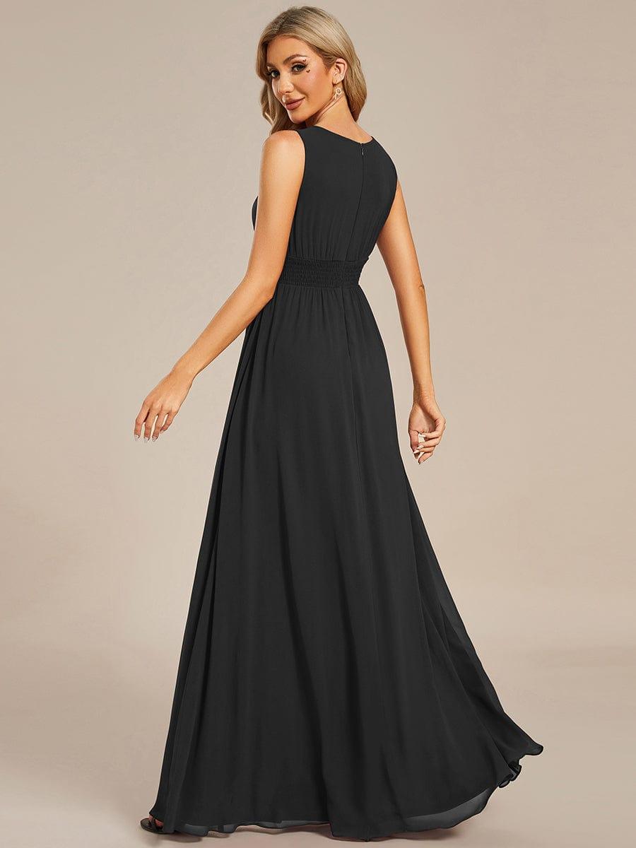 Classic Jewel Sleeveless Pleated Chiffon Bridesmaid Dress
