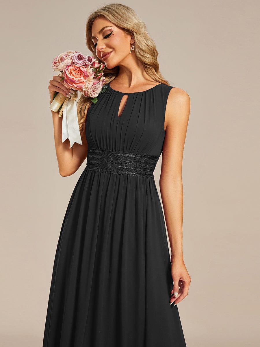 Classic Jewel Sleeveless Pleated Chiffon Bridesmaid Dress