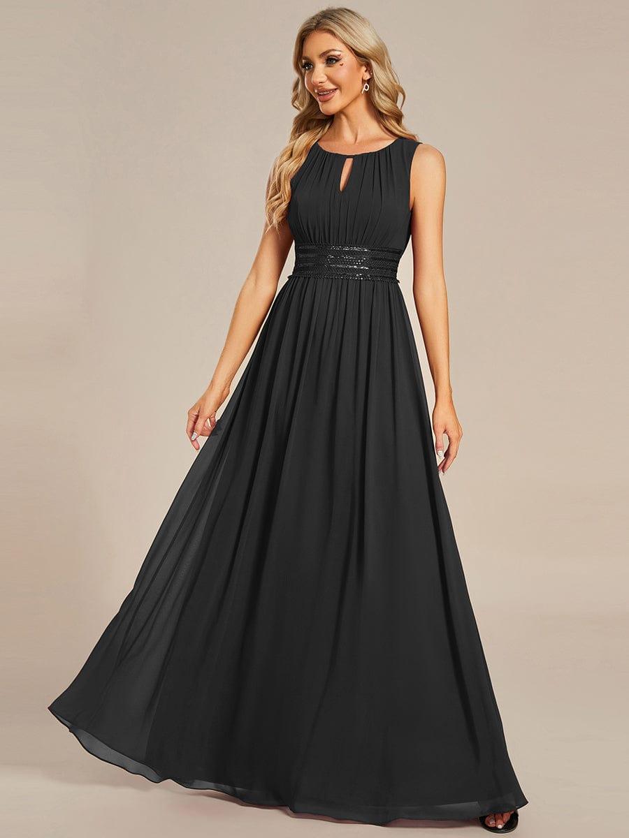 Classic Jewel Sleeveless Pleated Chiffon Bridesmaid Dress