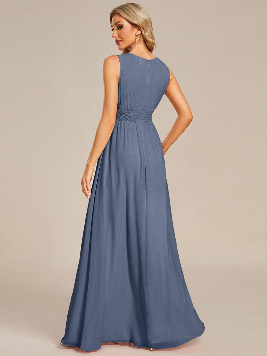Classic Jewel Sleeveless Pleated Chiffon Bridesmaid Dress
