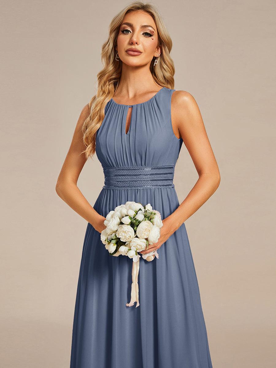 Classic Jewel Sleeveless Pleated Chiffon Bridesmaid Dress