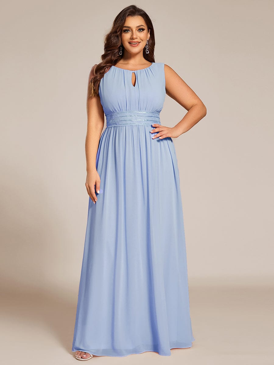 Classic Jewel Sleeveless Pleated Chiffon Bridesmaid Dress