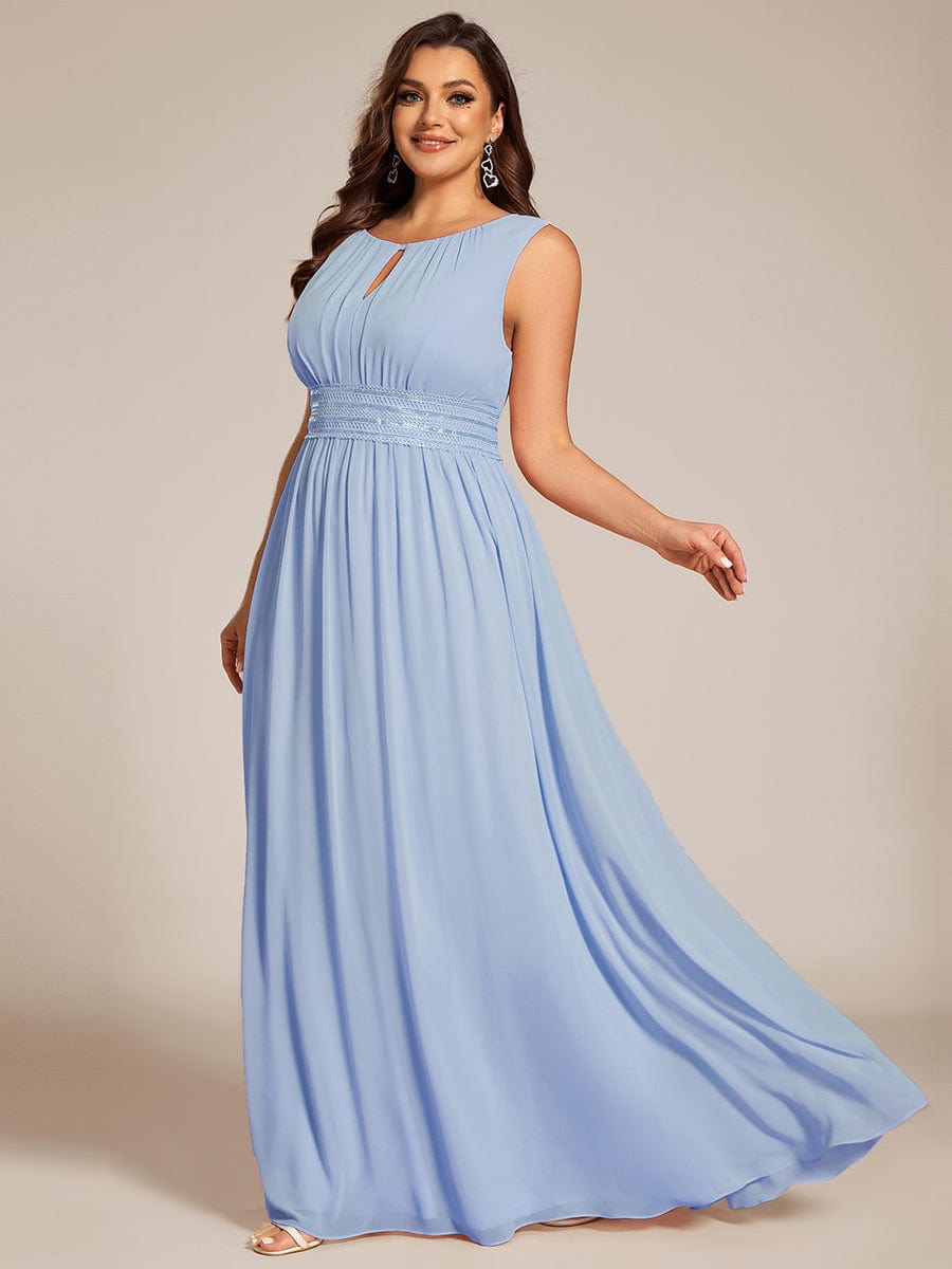 Plus Size Jewel Empire Waist Pleated A-Line Bridesmaid Dress