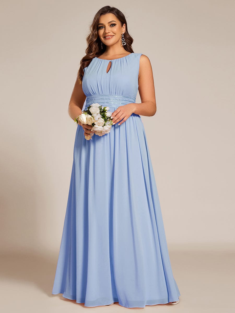 Plus Size Jewel Empire Waist Pleated A-Line Bridesmaid Dress