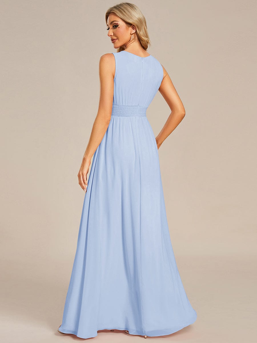 Classic Jewel Sleeveless Pleated Chiffon Bridesmaid Dress