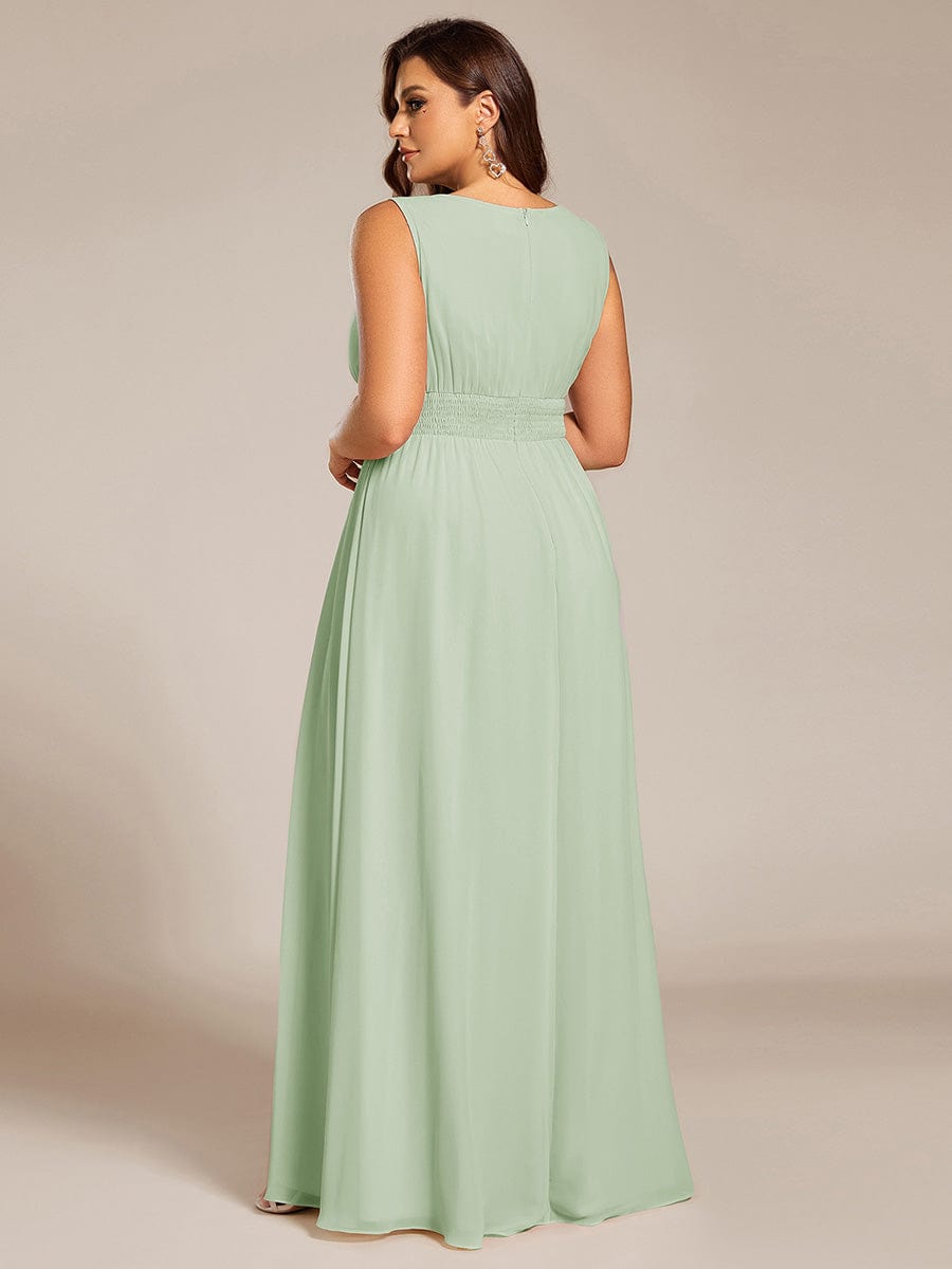 Plus Size Jewel Empire Waist Pleated A-Line Bridesmaid Dress