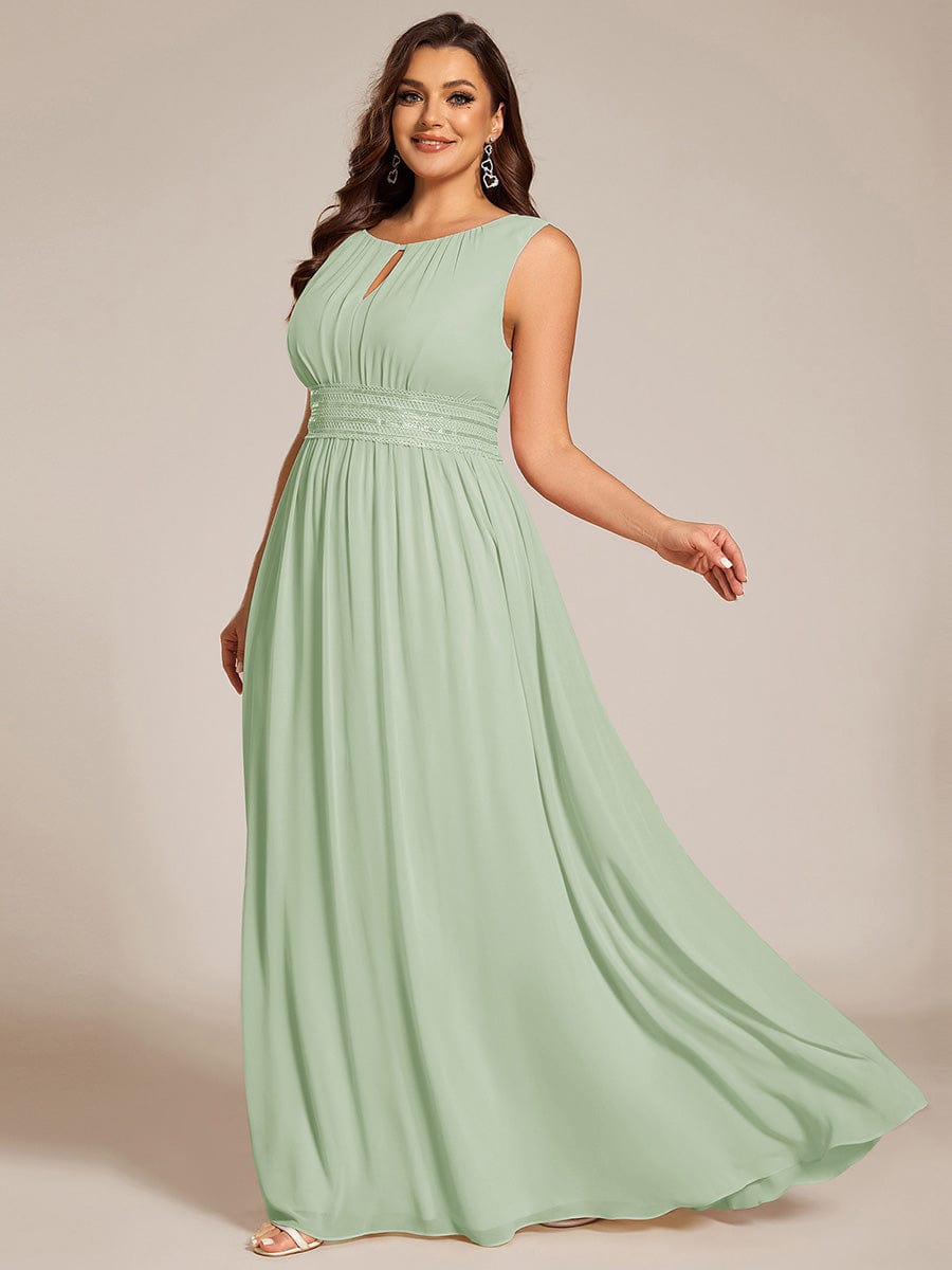 Plus Size Jewel Empire Waist Pleated A-Line Bridesmaid Dress