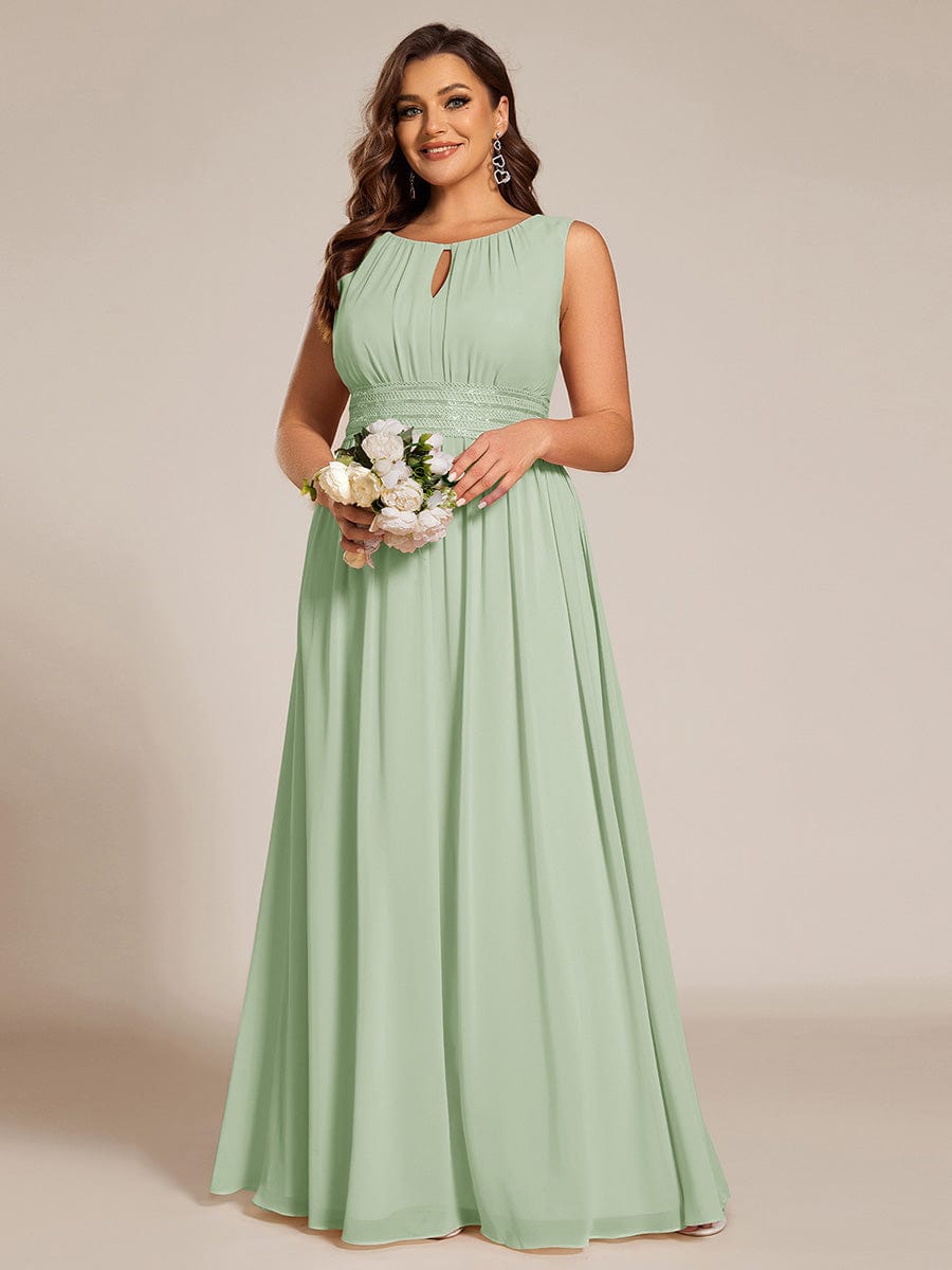 Plus Size Jewel Empire Waist Pleated A-Line Bridesmaid Dress