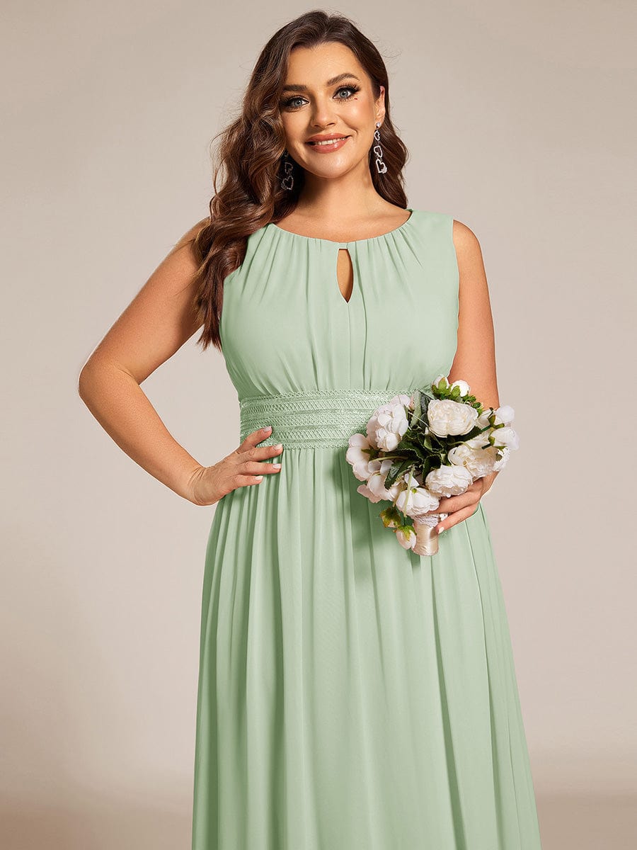 Plus Size Jewel Empire Waist Pleated A-Line Bridesmaid Dress