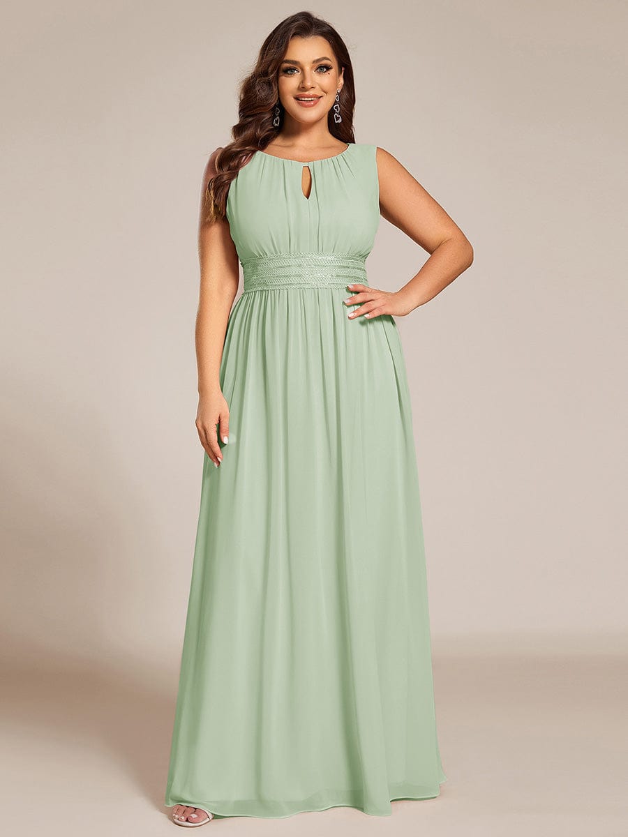 Plus Size Jewel Empire Waist Pleated A-Line Bridesmaid Dress