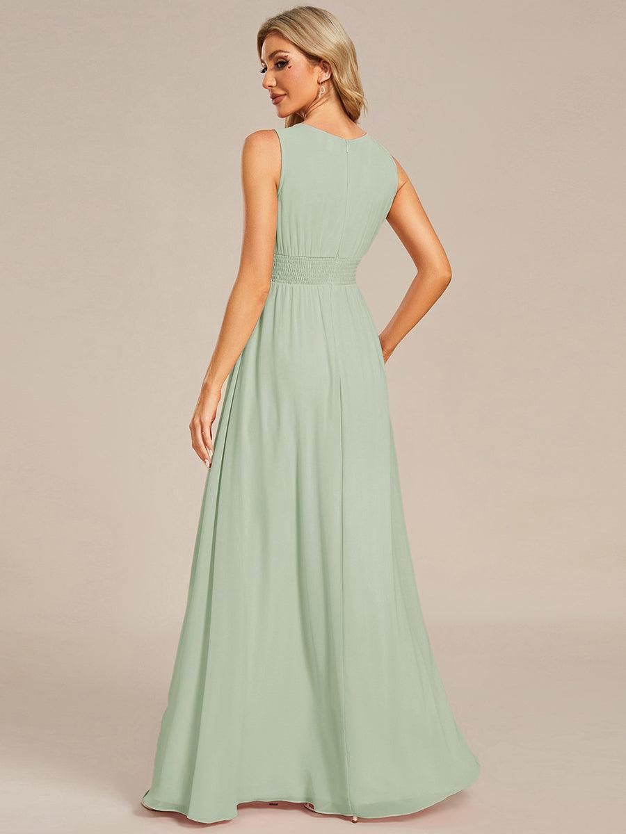 Classic Jewel Sleeveless Pleated Chiffon Bridesmaid Dress