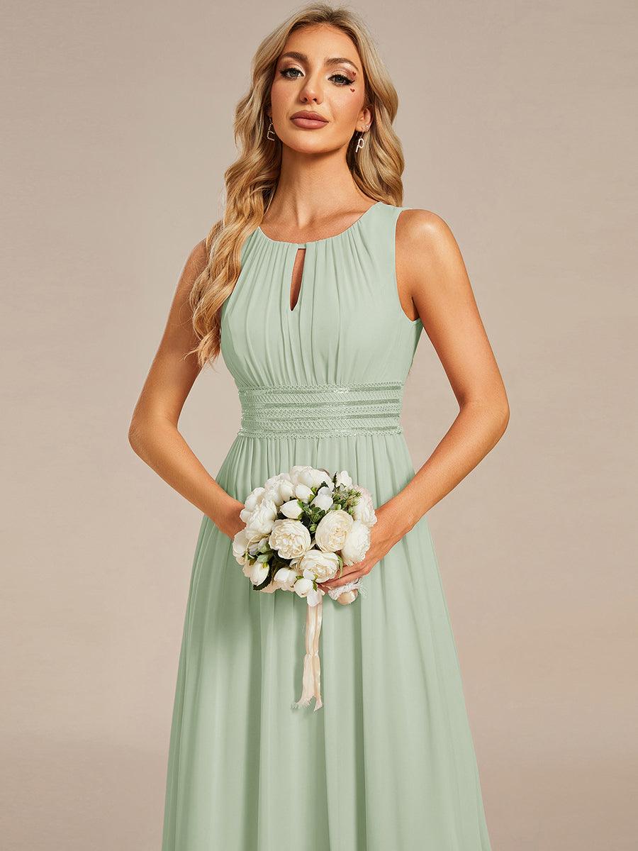 Classic Jewel Sleeveless Pleated Chiffon Bridesmaid Dress