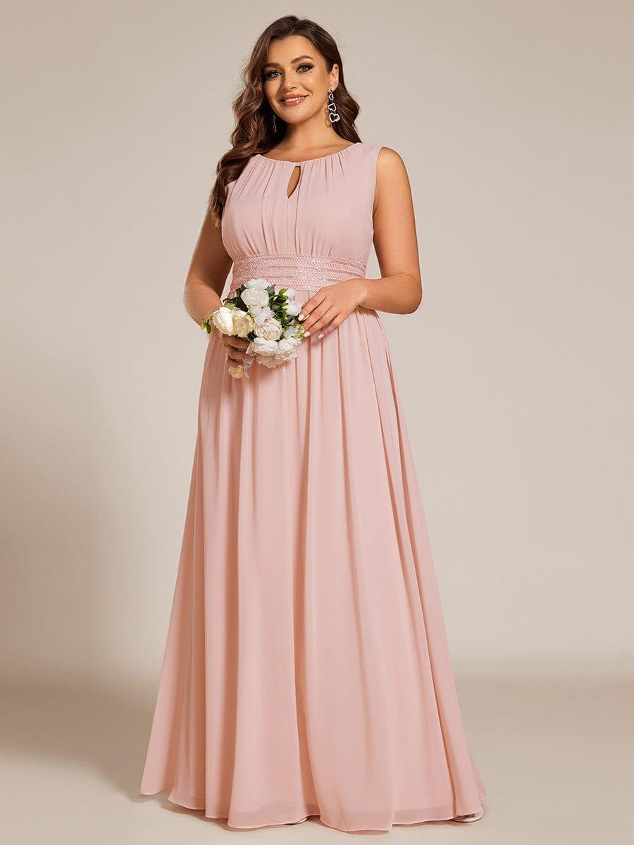 Plus Size Jewel Empire Waist Pleated A-Line Bridesmaid Dress