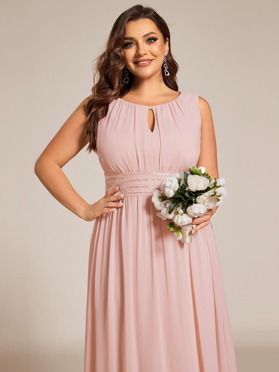 Classic Jewel Sleeveless Pleated Chiffon Bridesmaid Dress