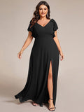 Plus Size Elegant Mint Green Flutter Sleeve Bridesmaid Dress