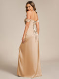 Off Shoulder Pleated Mermaid Bridesmaid Dress with Slit