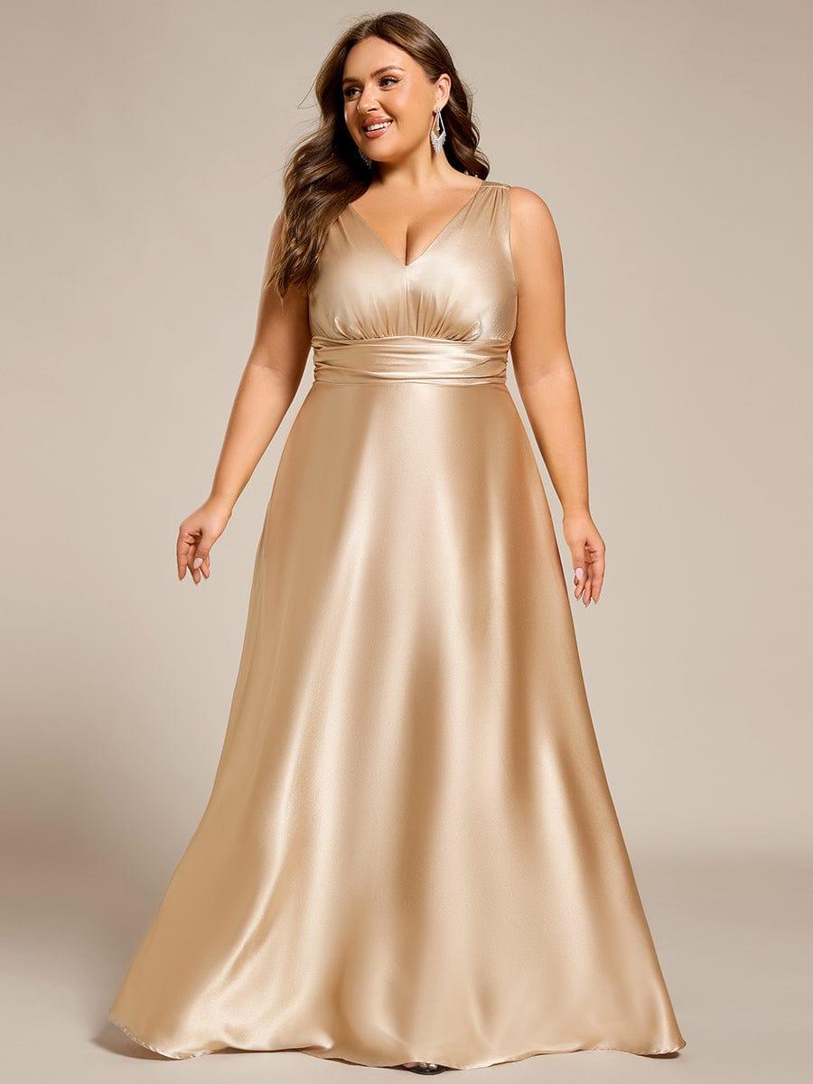 Plus Size V-Neck Empire Waist Bridesmaid Dress with Pockets