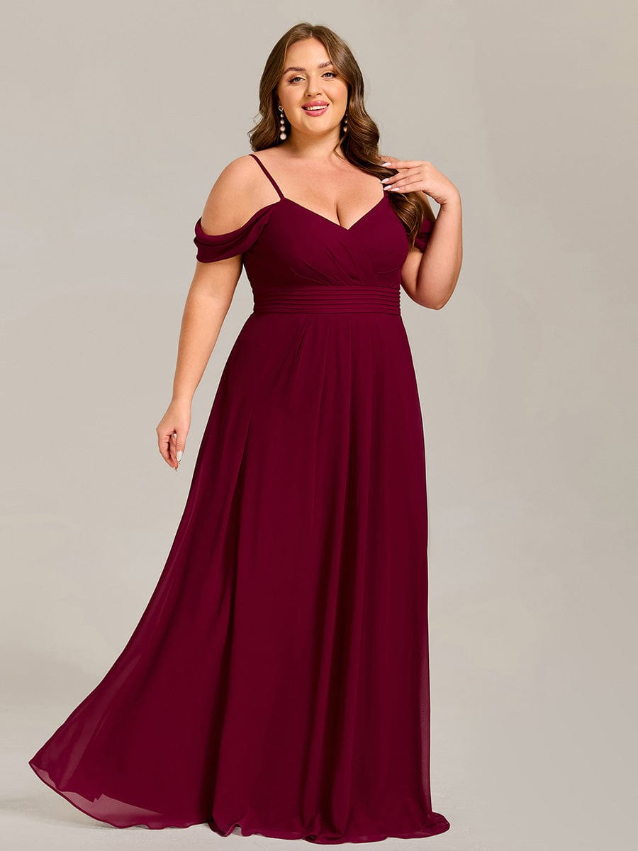 Pleated A-Line Long Bridesmaid Dress with Off-Shoulder