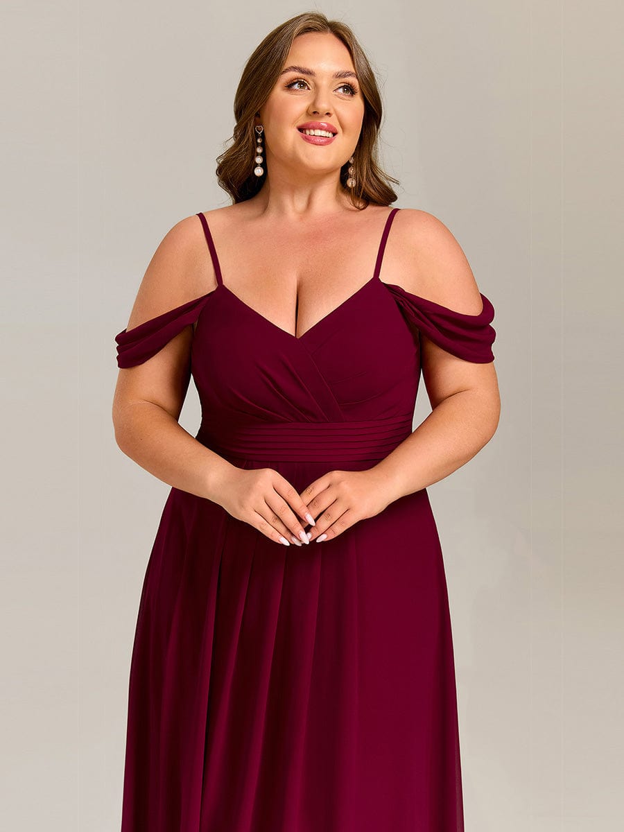 Pleated A-Line Long Bridesmaid Dress with Off-Shoulder