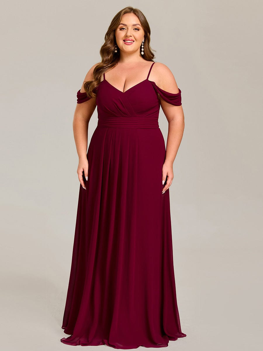 Pleated A-Line Long Bridesmaid Dress with Off-Shoulder