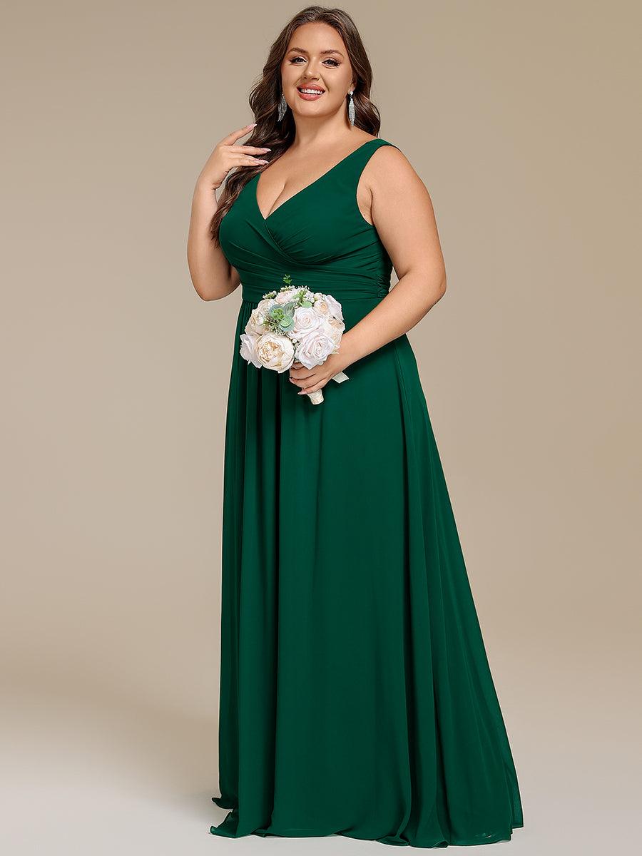 Plus Size Sleeveless Pleated Chiffon Bridesmaid Dress