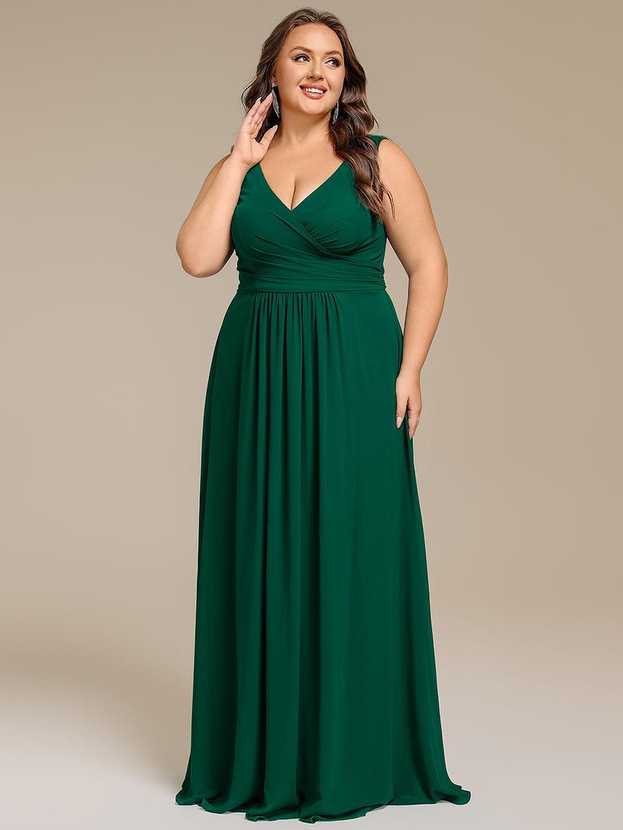 Plus Size Sleeveless Pleated Chiffon Bridesmaid Dress