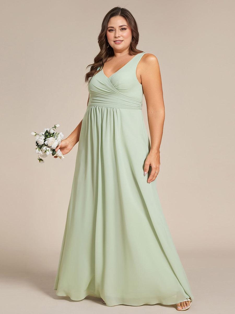 Plus Size Sleeveless Pleated Chiffon Bridesmaid Dress