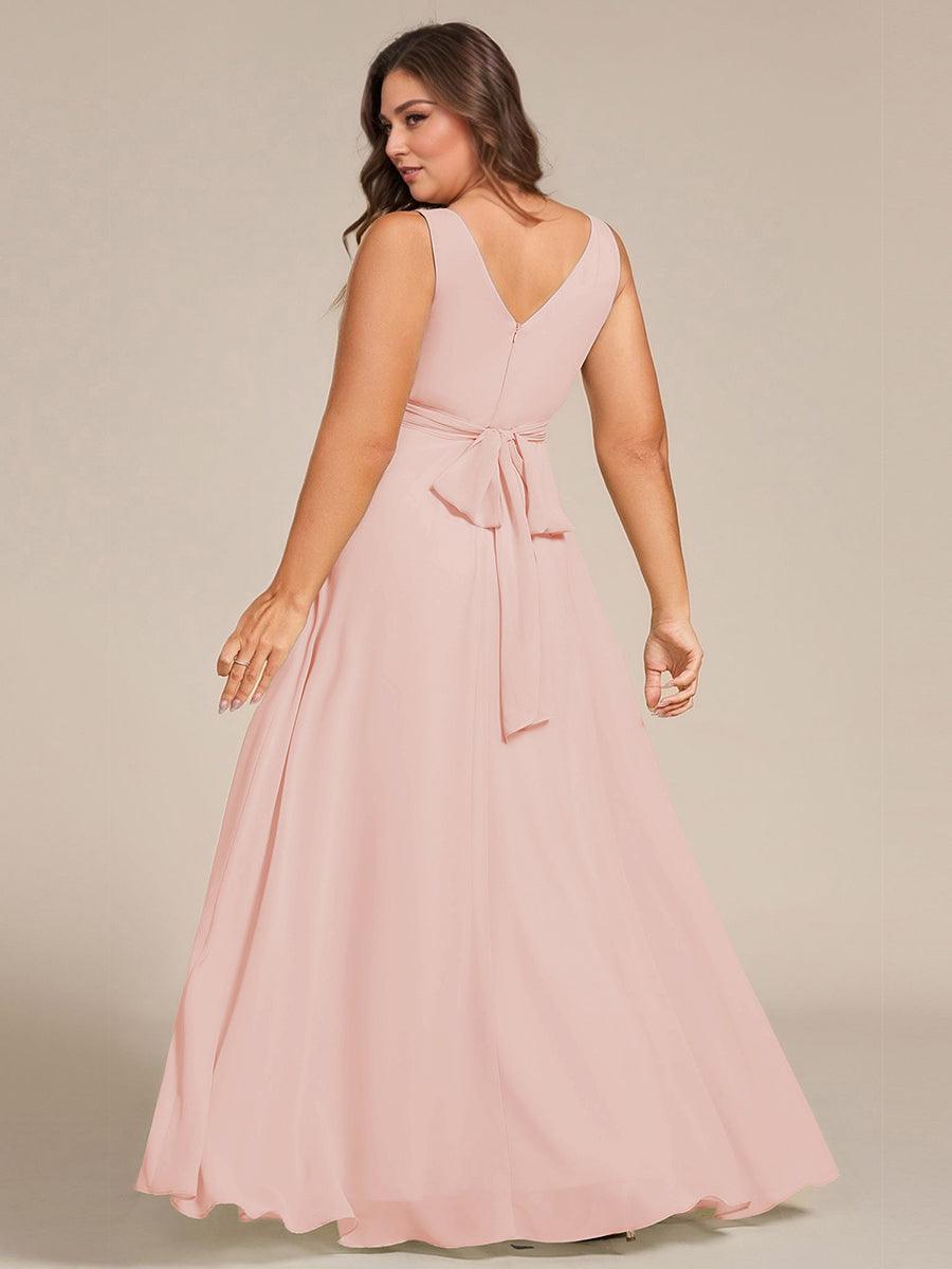 Plus Size Sleeveless Pleated Chiffon Bridesmaid Dress