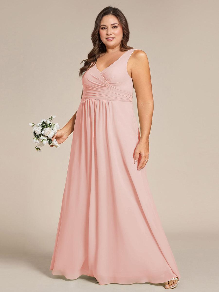 Plus Size Sleeveless Pleated Chiffon Bridesmaid Dress