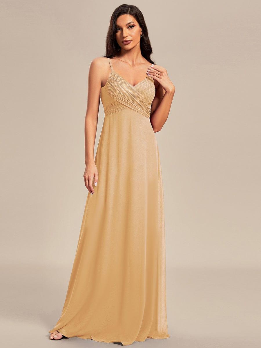 Plus Size Straps V-Neck Pleated Chiffon A-Line Long Dress
