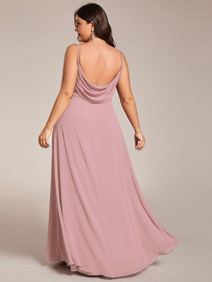 Plus Size Straps V-Neck Pleated Chiffon A-Line Long Dress
