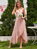 Chic Spaghetti Straps Ruffle Chiffon Bridesmaid Dress