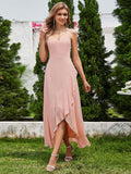 Chic Spaghetti Straps Ruffle Chiffon Bridesmaid Dress