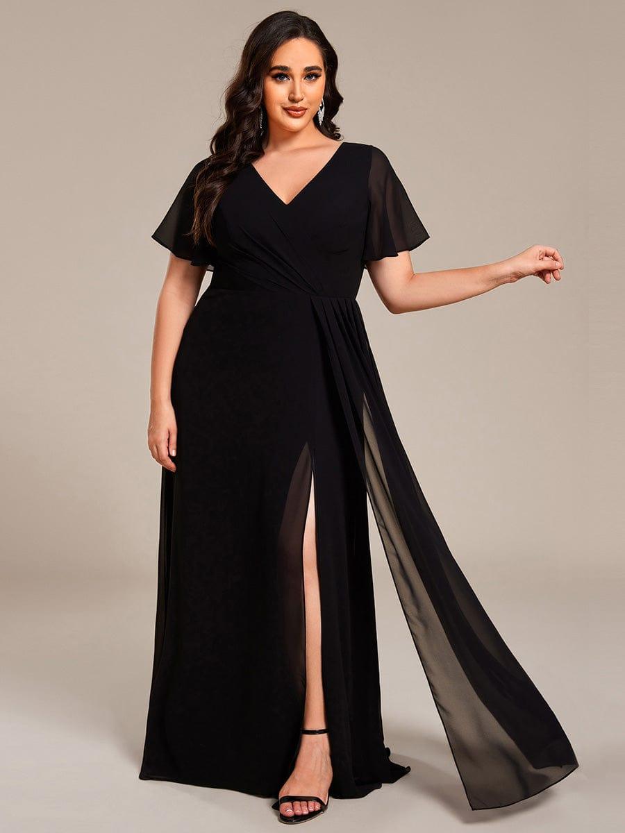 Plus Size Ruched A-Line Chiffon Bridesmaid Dress with Slit