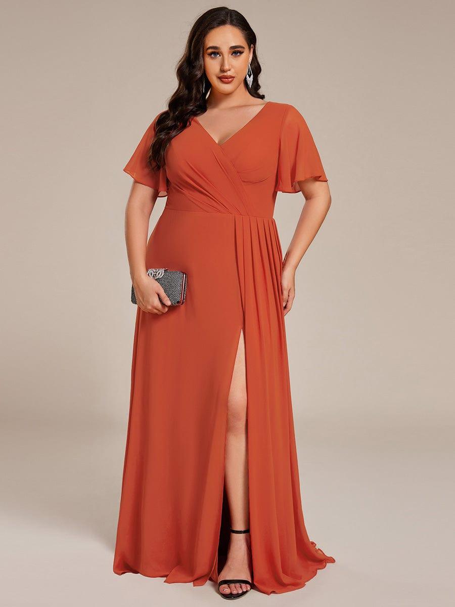 Plus Size Ruched A-Line Chiffon Bridesmaid Dress with Slit