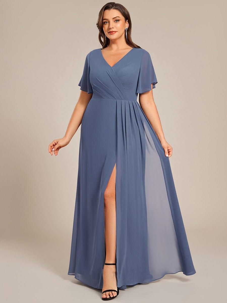 Plus Size Ruched A-Line Chiffon Bridesmaid Dress with Slit
