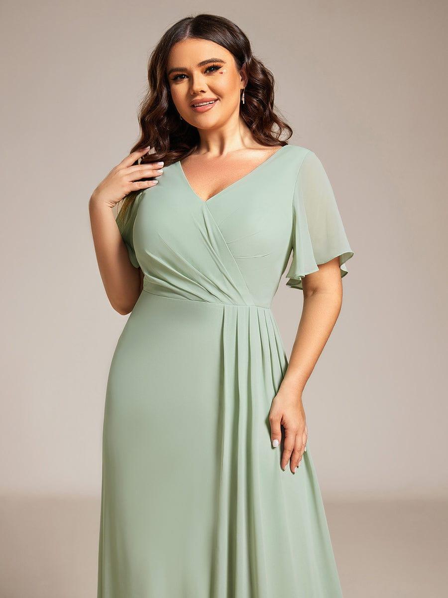 Plus Size Ruched A-Line Chiffon Bridesmaid Dress with Slit