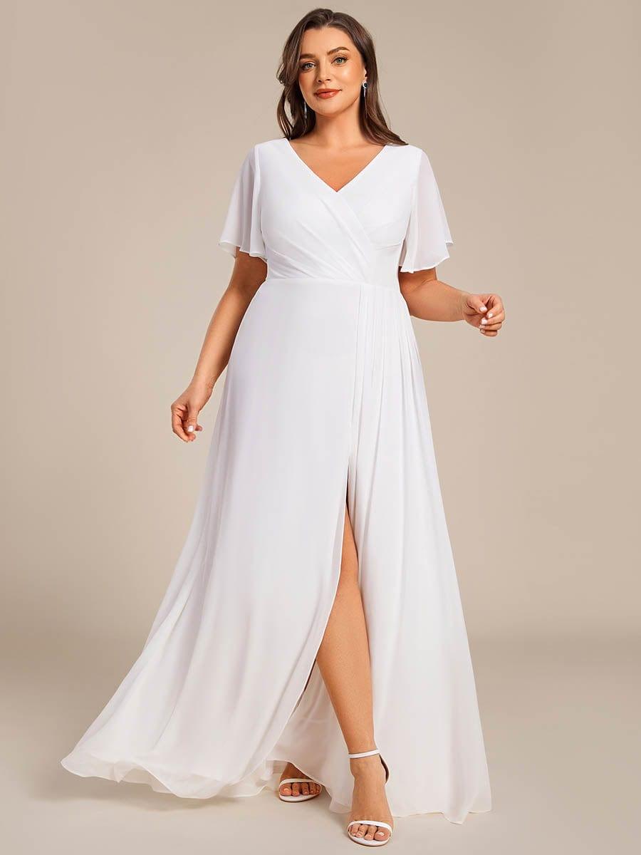 Plus Size Ruched A-Line Chiffon Bridesmaid Dress with Slit