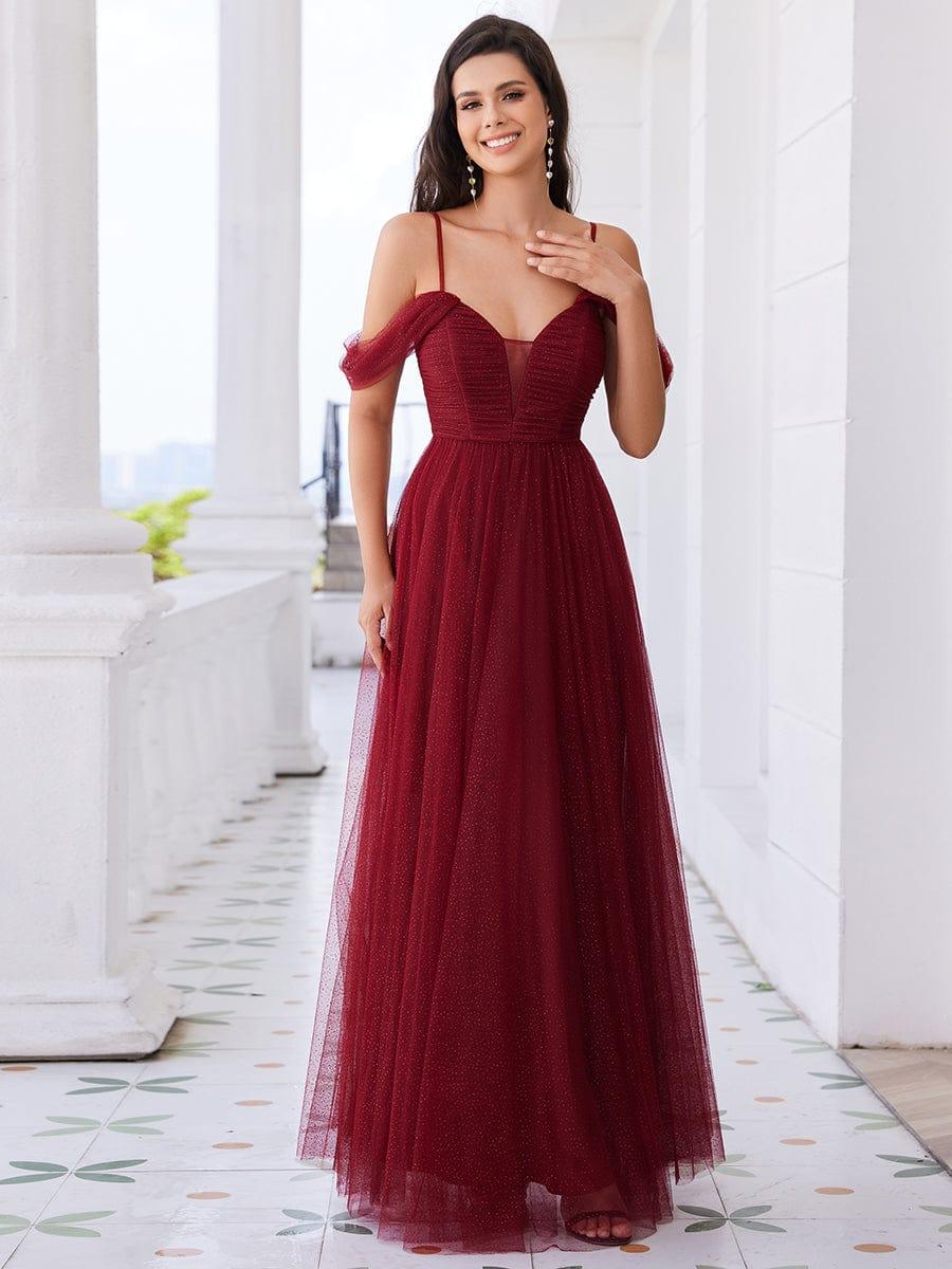 Princess A-Line Tulle Bridesmaid Dress with Cold Shoulder