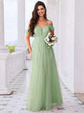 Princess A-Line Tulle Bridesmaid Dress with Cold Shoulder